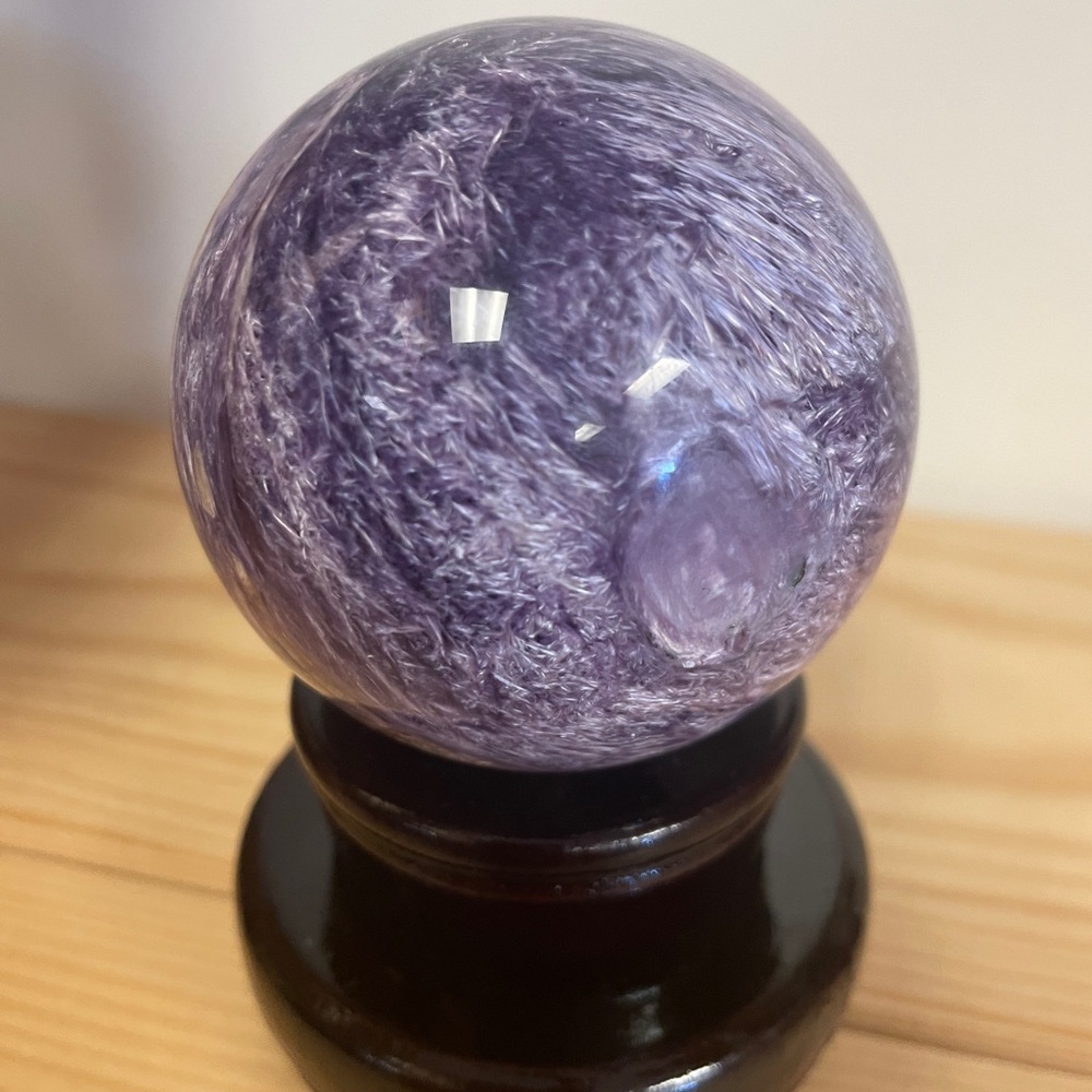 Authentic, Rare and Elusive, very hard to find 3” purple Charoite Gemston sphere